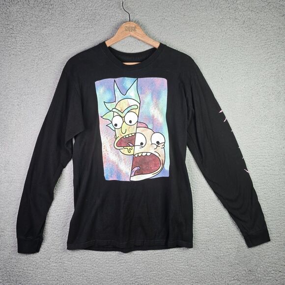 Rick and Morty Ripple Junction Long Sleeve Graphic Shirt Black M Adult Swim - Picture 1 of 15